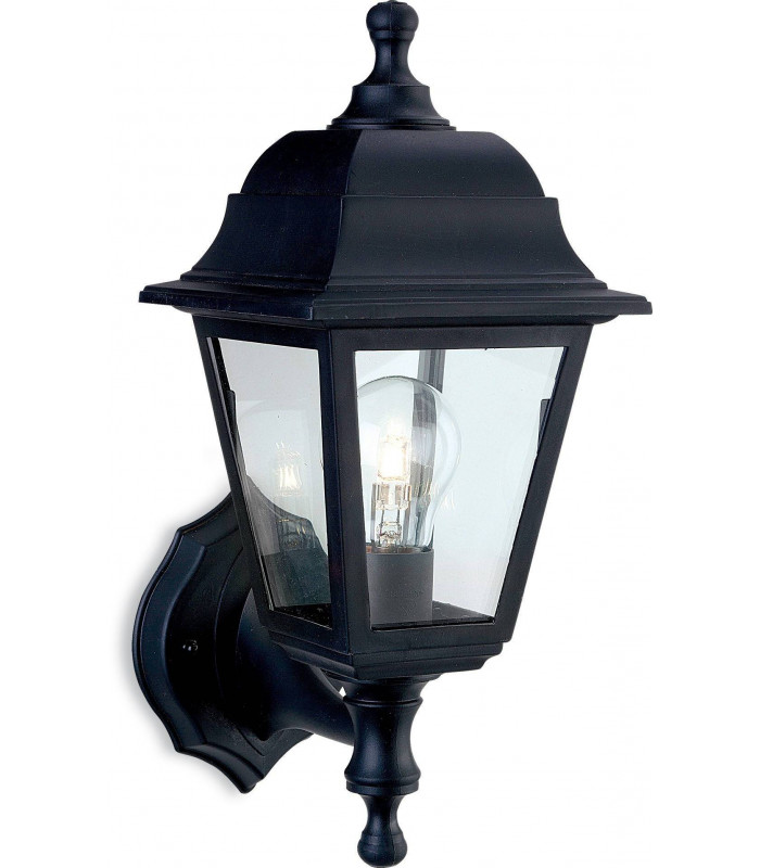 1 Light Outdoor Wall Lantern - Uplight/Downlight Black Resin IP44, E27