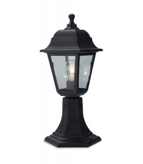 1 Light Pedstal Lantern - Pillar Black Resin IP44, E27