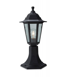 1 Light Pedstal Lantern - Pillar Black Resin IP44, E27