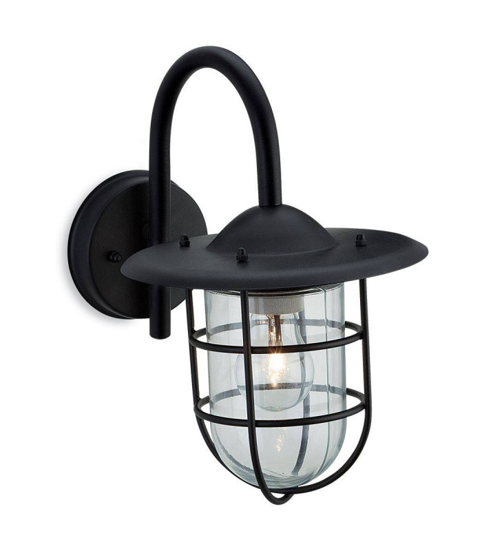 1 Light Wall Light Black IP44, E27