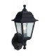 1 Light Outdoor Wall Lantern - Uplight With Pir Black Resin IP44, E27