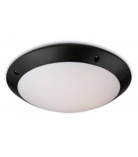24 Light Flush Ceiling Light Black, White Diffuser IP66, E27