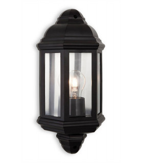 1 Light Outdoor Wall Lantern Black Polycarbonate IP44, E27