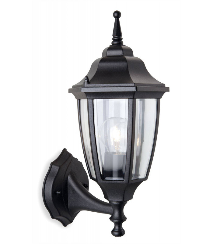 1 Light Outdoor Wall Lantern - Uplight Black IP44, E27