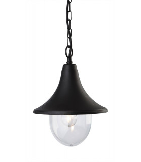 1 Light Outdoor Lantern - Pendant Black Die Cast Aluminium IP44, E27