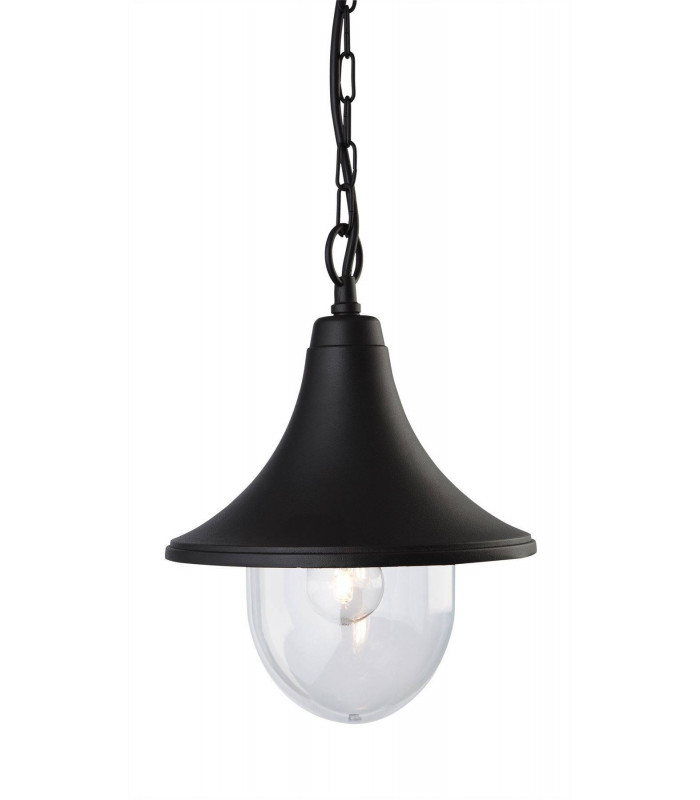 1 Light Outdoor Lantern - Pendant Black Die Cast Aluminium IP44, E27