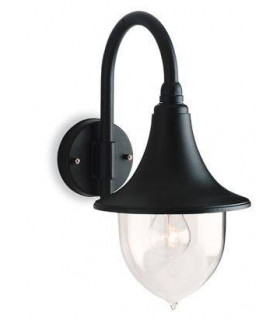1 Light Outdoor Wall Lantern - Downlight Black IP43, E27