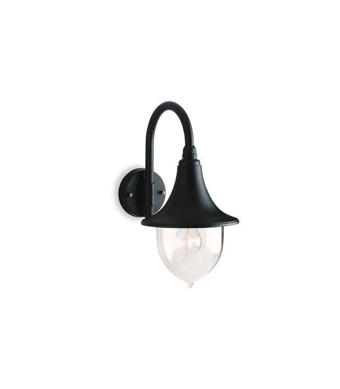 1 Light Outdoor Wall Lantern - Downlight Black IP43, E27