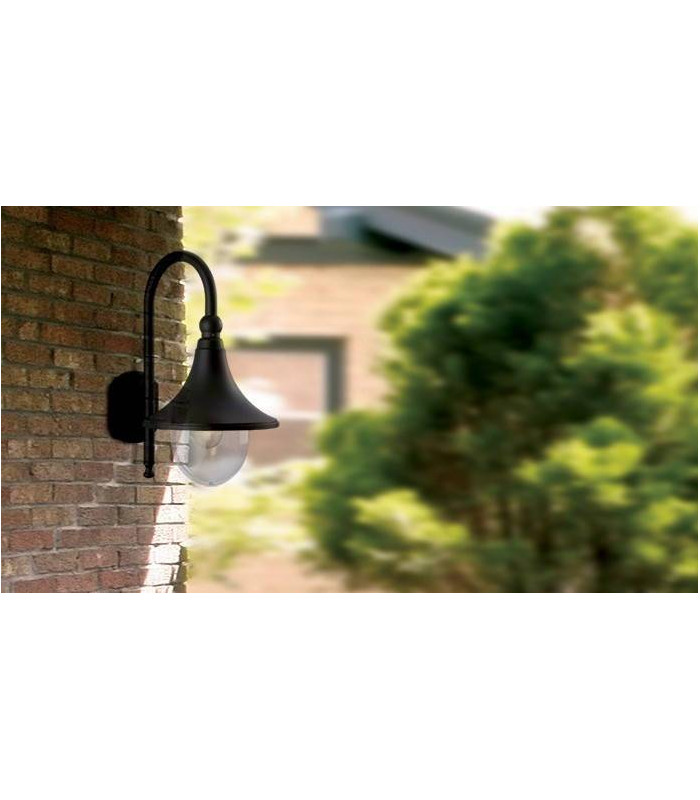 1 Light Outdoor Wall Lantern - Downlight Black IP43, E27