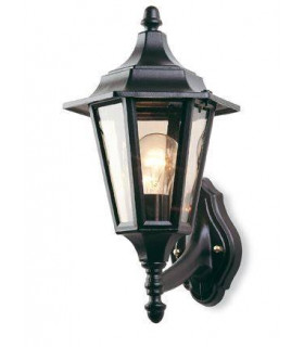 1 Light Outdoor 6 Panel Lantern - Uplight Black IP43, E27