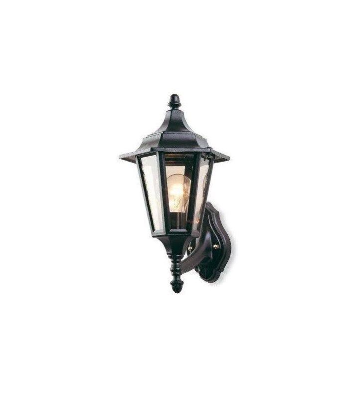 1 Light Outdoor 6 Panel Lantern - Uplight Black IP43, E27