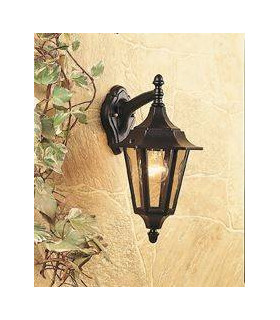 1 Light Outdoor 6 Panel Lantern - Downlight Black IP43, E27