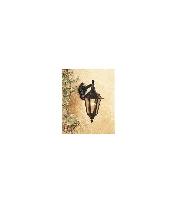 1 Light Outdoor 6 Panel Lantern - Downlight Black IP43, E27