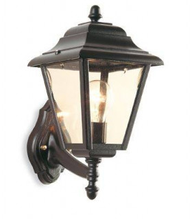 1 Light Outdoor 4 Panel Lantern - Uplight Black IP43, E27