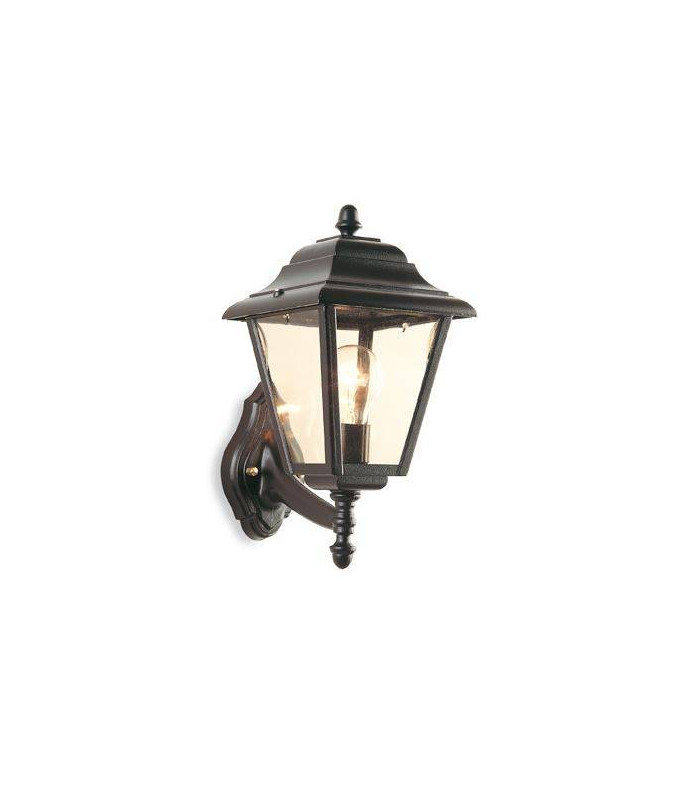 1 Light Outdoor 4 Panel Lantern - Uplight Black IP43, E27