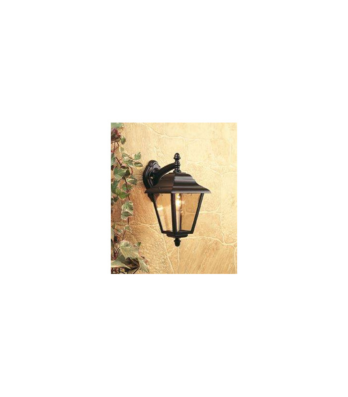 1 Light Outdoor 4 Panel Lantern - Downlight Black IP43, E27