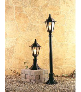 1 Light 6 Panel Lantern - Pillar Black IP43, E27