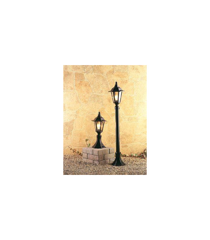 1 Light 6 Panel Lantern - Pillar Black IP43, E27