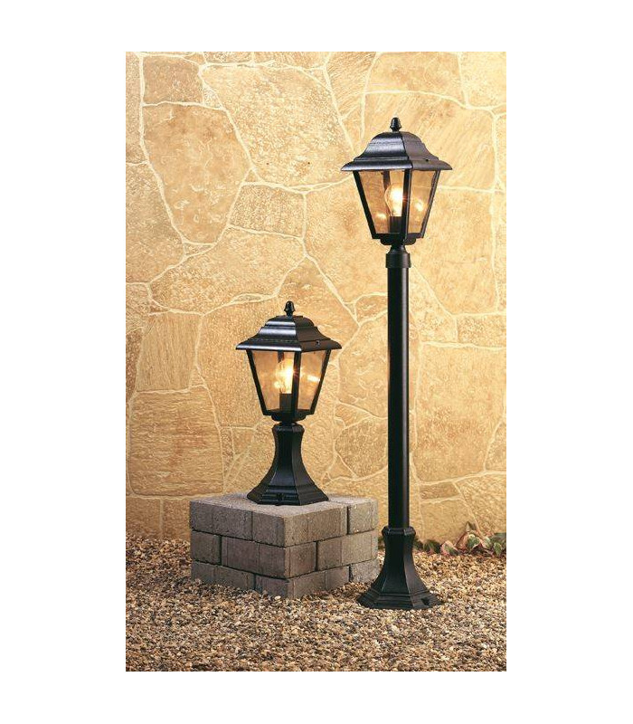 1 Light 4 Panel Lantern - Pillar Black IP43, E27