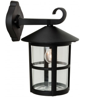 1 Light Outdoor Wall Lantern - Downlight Black IP44, E27