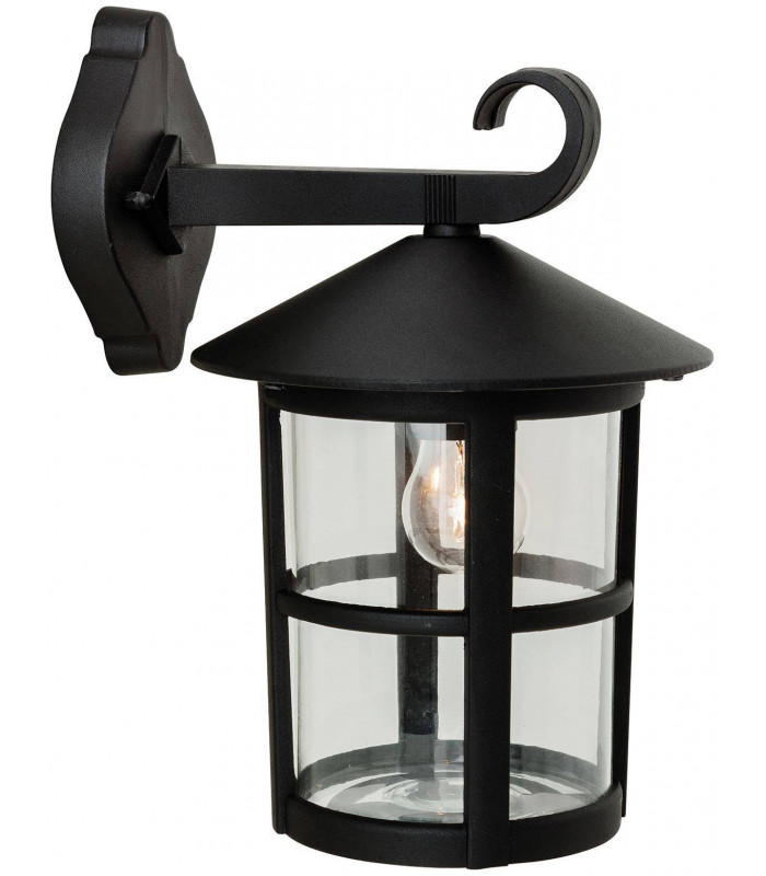 1 Light Outdoor Wall Lantern - Downlight Black IP44, E27