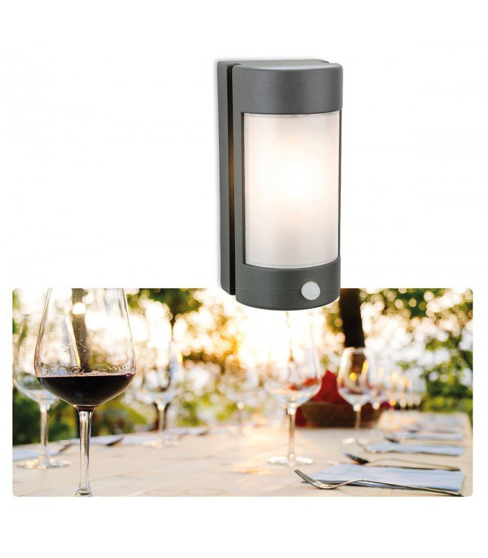 1 Light Outdoor Wall Light Light, PIR Graphite, Opal Polycarbonate Diffuser IP44, E27