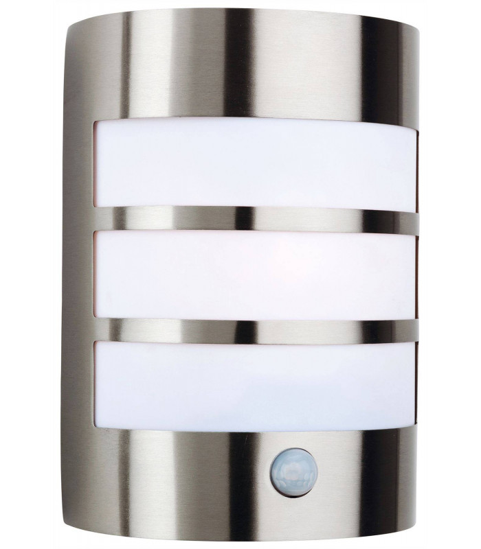 1 Light Steel Outdoor Wall Light Light, PIR Stainless Steel IP44, E27