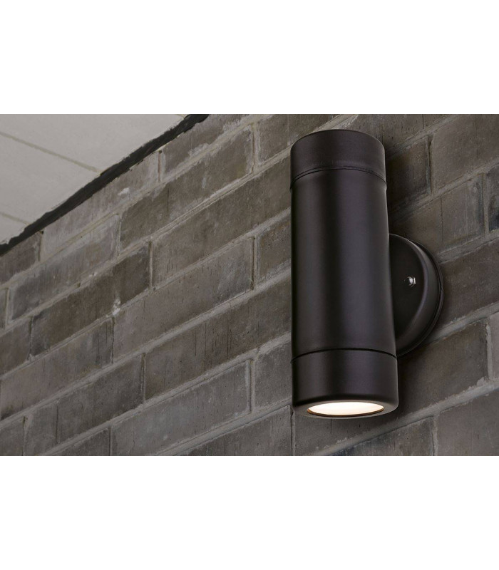 2 Light Outdoor Wall Light Black Resin IP44, GU10