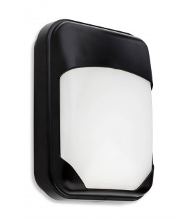 1 Light Outdoor Wall Light Black Polycarbonate, Opal Diffuser IP65, E27