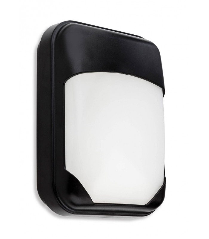 1 Light Outdoor Wall Light Black Polycarbonate, Opal Diffuser IP65, E27