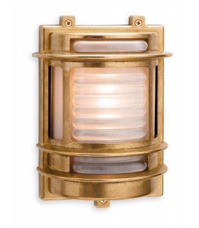1 Light Outdoor Wall Light Brass, Frosted Glass IP64, E27