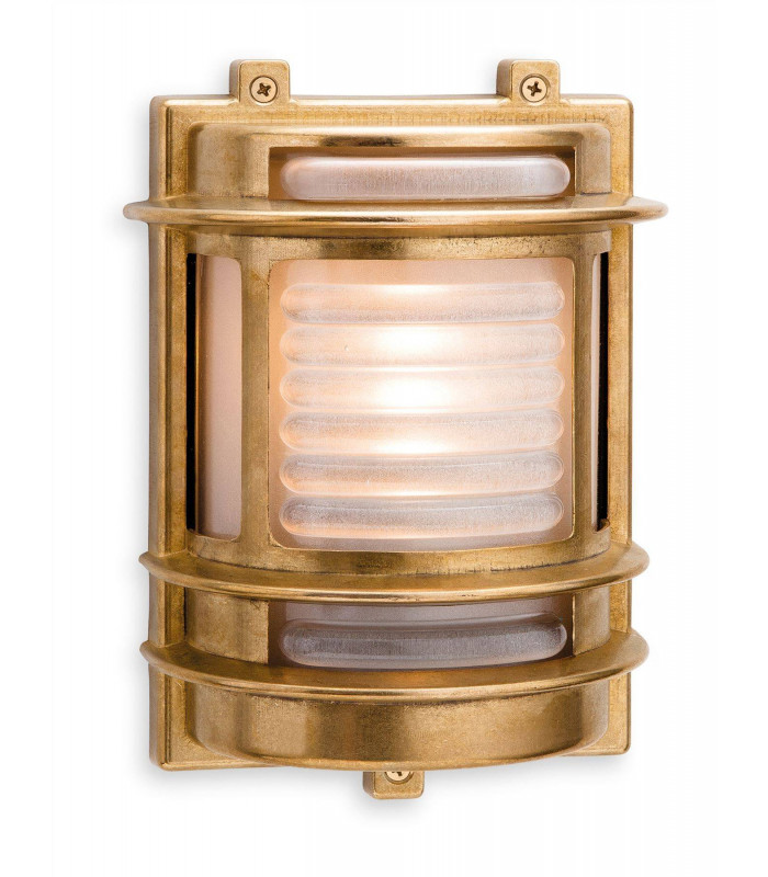 1 Light Outdoor Wall Light Brass, Frosted Glass IP64, E27