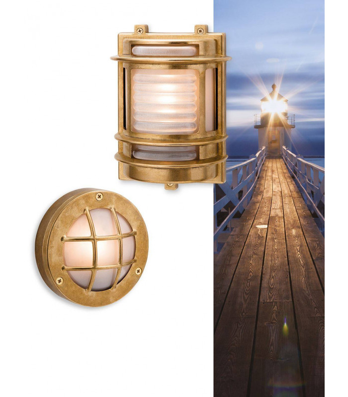1 Light Outdoor Wall Light Brass, Frosted Glass IP64, E27