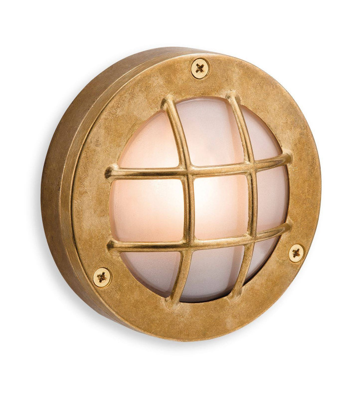 1 Light Outdoor Wall, Flush Light Brass, Frosted Glass IP64, G9