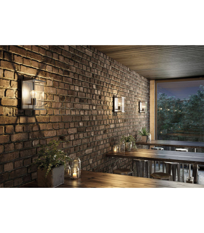 1 Light Outdoor Wall Lantern Graphite, Clear Glass IP54, E27