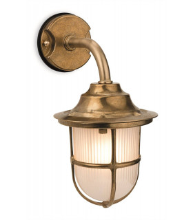 1 Light Outdoor Wall Light Brass, Frosted Glass IP64, E27