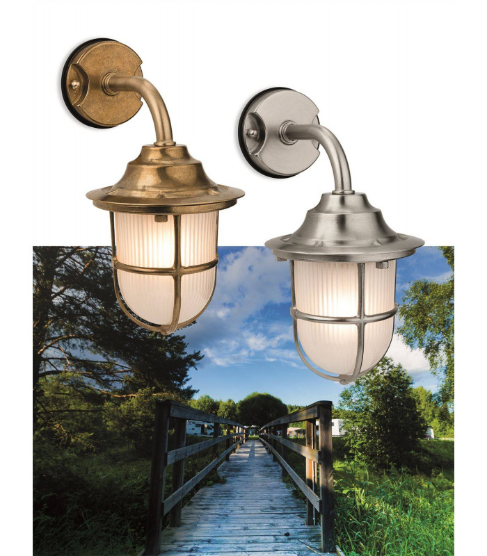 1 Light Outdoor Wall Light Brass, Frosted Glass IP64, E27