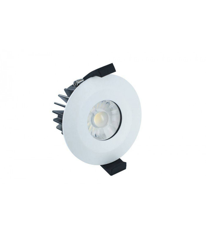LED Low Profile IP65 Fire Rated Downlight Recessed Spotlight 6W 3000K 430lm Dimmable Matt White IP65