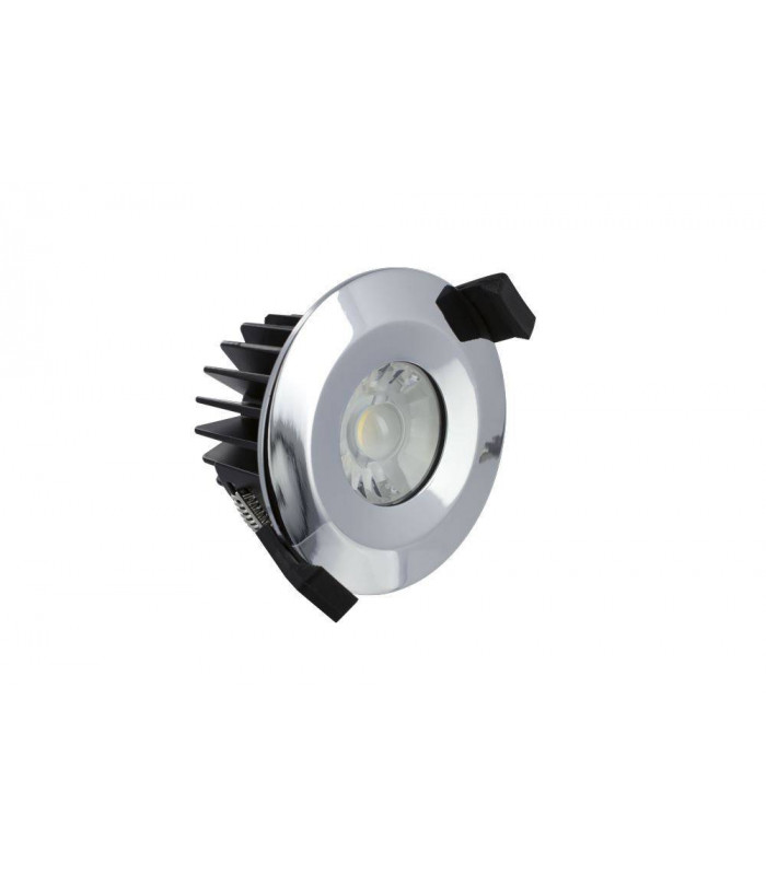 LED Low Profile IP65 Fire Rated Downlight Recessed Spotlight 6W 3000K 430lm Dimmable Polish Chrome IP65
