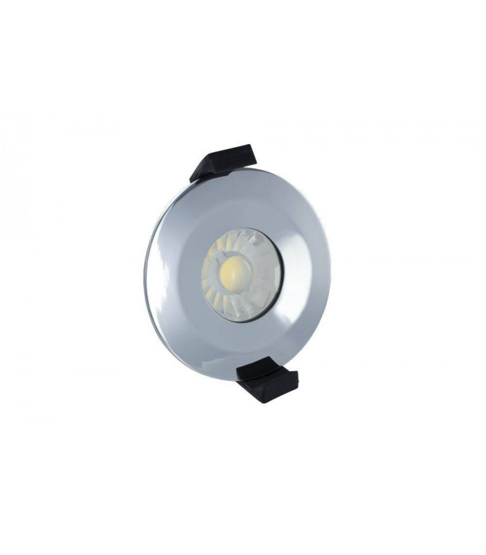 LED Low Profile IP65 Fire Rated Downlight Recessed Spotlight 6W 3000K 430lm Dimmable Polish Chrome IP65