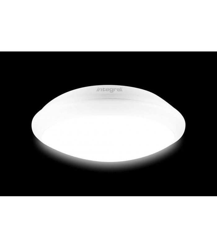 LED Flush Ceiling Light Bulkhead 24W 4000K 2400lm IK10 3hr Emergency / adjustable Sensor Matt White IP66