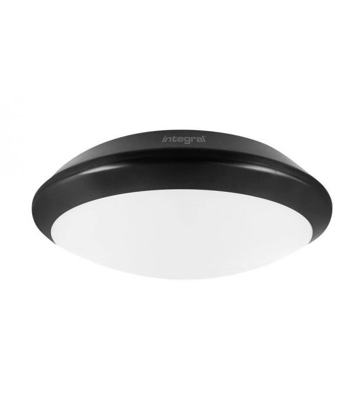 LED Flush Ceiling Light Bulkhead 24W 4000K 2500lm IK10 Matt Black IP66