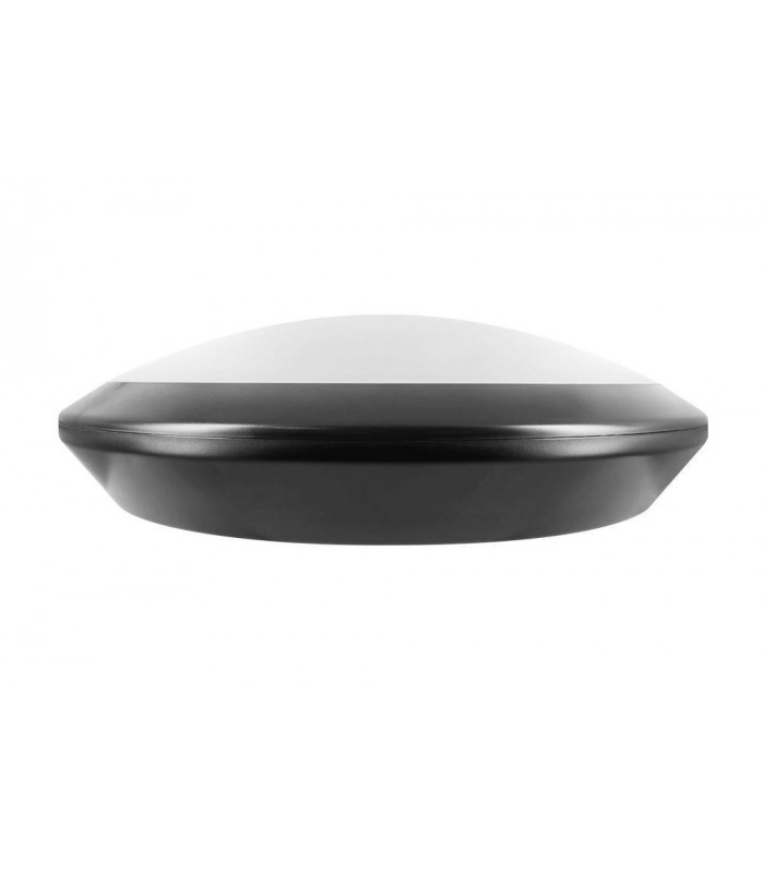 LED Flush Ceiling Light Bulkhead 24W 4000K 2400lm IK10 3hr Emergency Matt Black IP66