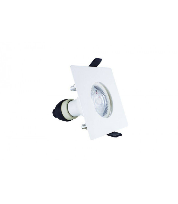 LED Fire Rated Static Downlight Recessed Spotlight Square GU10 Holder Matt White IP65