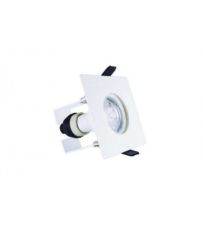 LED Fire Rated Static Downlight Recessed Spotlight Square GU10 Holder Bracket Matt White IP65
