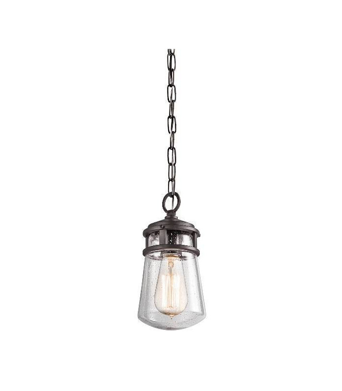 1 Light Small Outdoor Ceiling Chain Lantern Architectural Bronze, E27