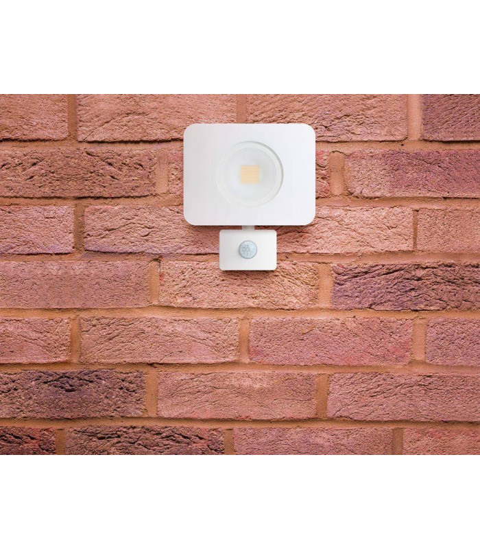LED Floodlight 50W 4000K 4500lm PIR Sensor Matt White  IP64