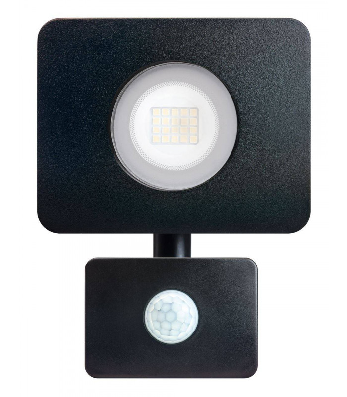 LED Floodlight 20W 4000K 1800lm PIR Sensor  Matt Black  IP64
