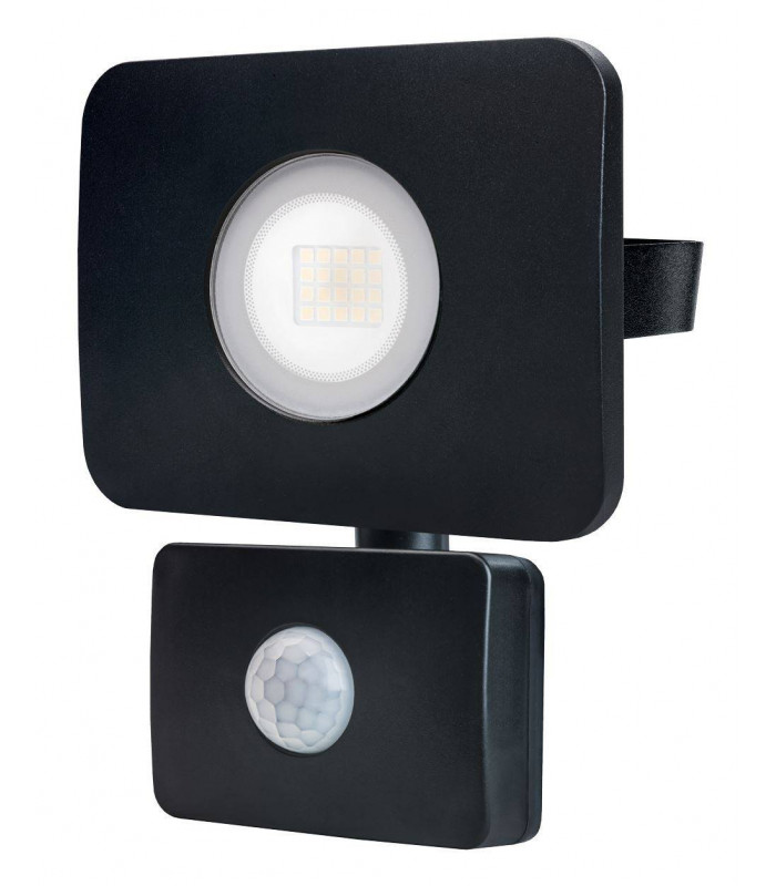 LED Floodlight 20W 4000K 1800lm PIR Sensor  Matt Black  IP64