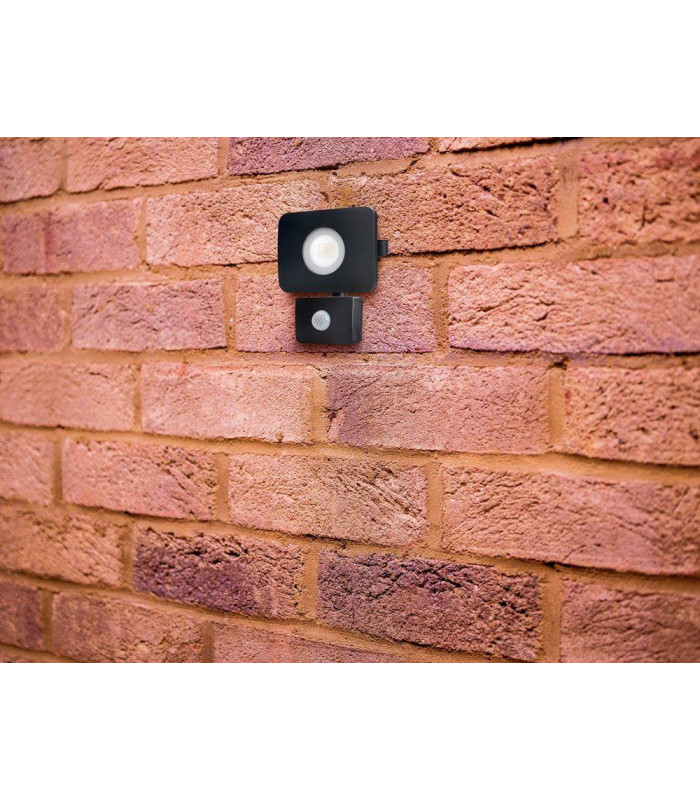 LED Floodlight 20W 4000K 1800lm PIR Sensor  Matt Black  IP64